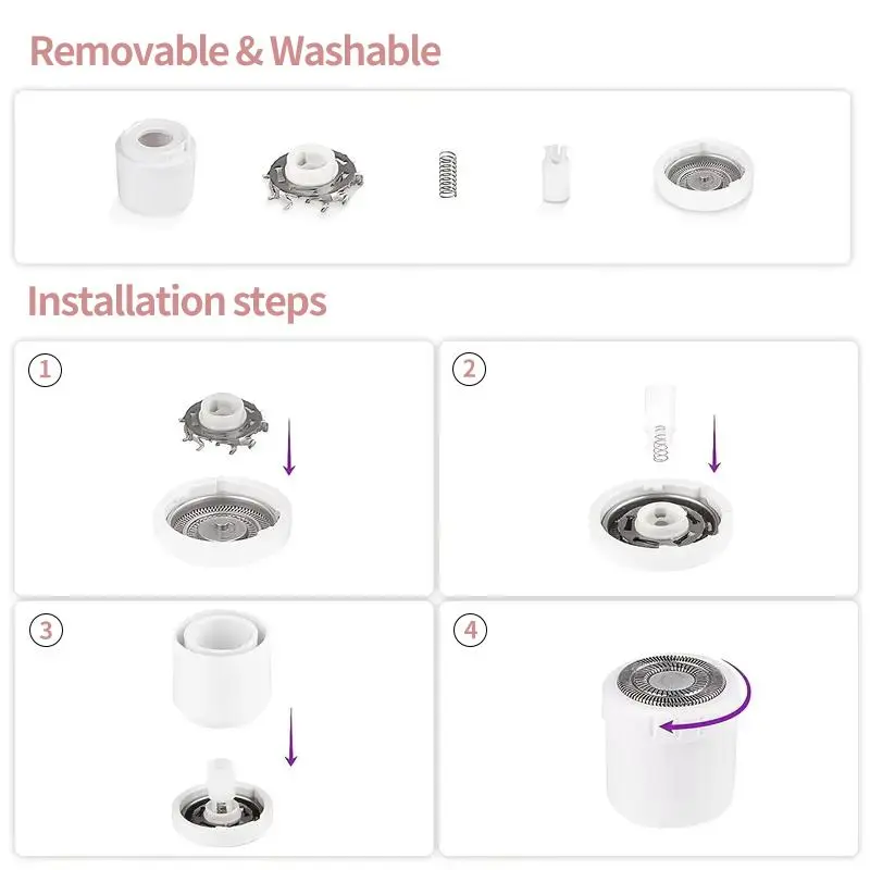 4 in 1 Electric Shaver, Rechargeable Women's Hair Trimmer Set, Wet and Dry Cordless Epilator for Eyebrows, Nose, Face, Legs, Underarms, Bikini, Facial, Shaving Products 8