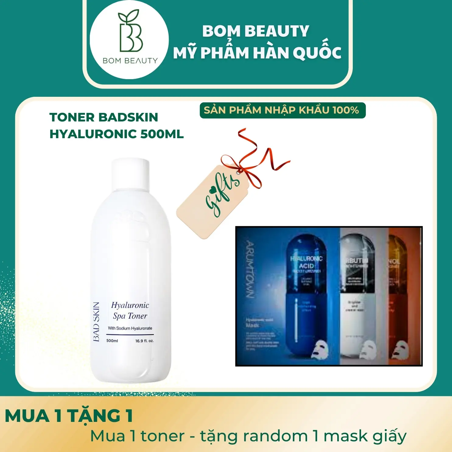 (bombeauty) Nước hoa hồng cấp ẩm Badskin Bad skin Hyaluronic Spa Toner