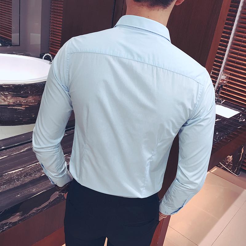 Áo Sơ Mi Trắng, Sành Điệu, Dành Cho Nam Giới, Áo Sơ Mi Phù Hợp Với Dài Tay, Phong Cách Hàn Quốc, Mỏng Vừa Vặn, Hợp Xu hướng, Trang Phục Bảo Hộ Lao Động 1