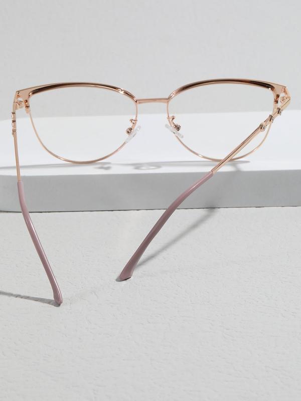 Unisex Anti-blue Light Cat Eye Rhinestone Design Frame Eyeglasses, Fashion Eyeglasses for Work, Daily Clothing Decor, Perfect for Student Daily Use 4
