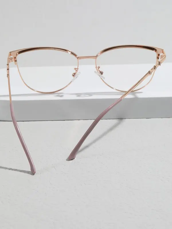 Unisex Anti-blue Light Cat Eye Rhinestone Design Frame Eyeglasses, Fashion Eyeglasses for Work, Daily Clothing Decor, Perfect for Student Daily Use 4