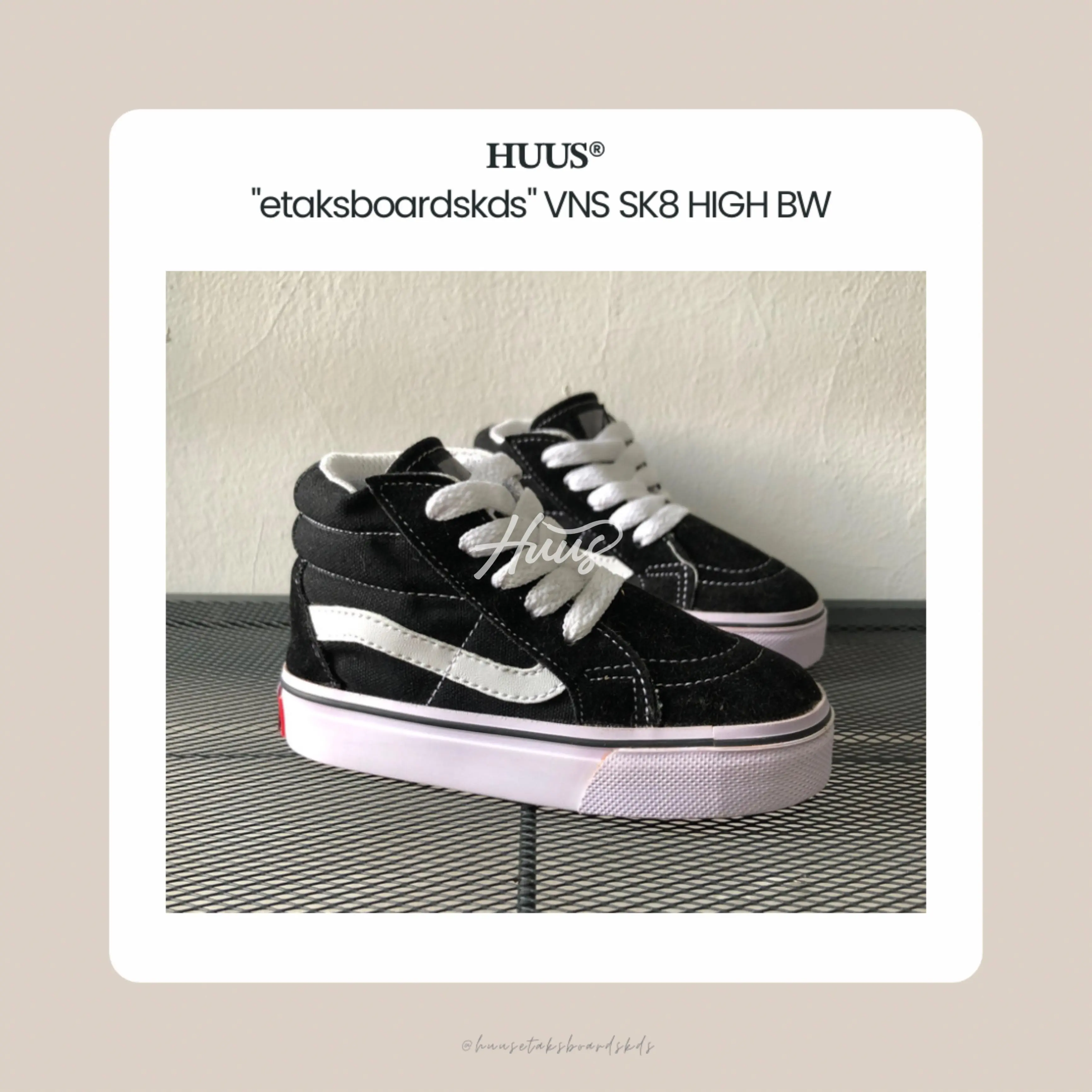 Sepatu Anak Laki Perempuan vns clasic sk8 hi black white | premium Fashion
