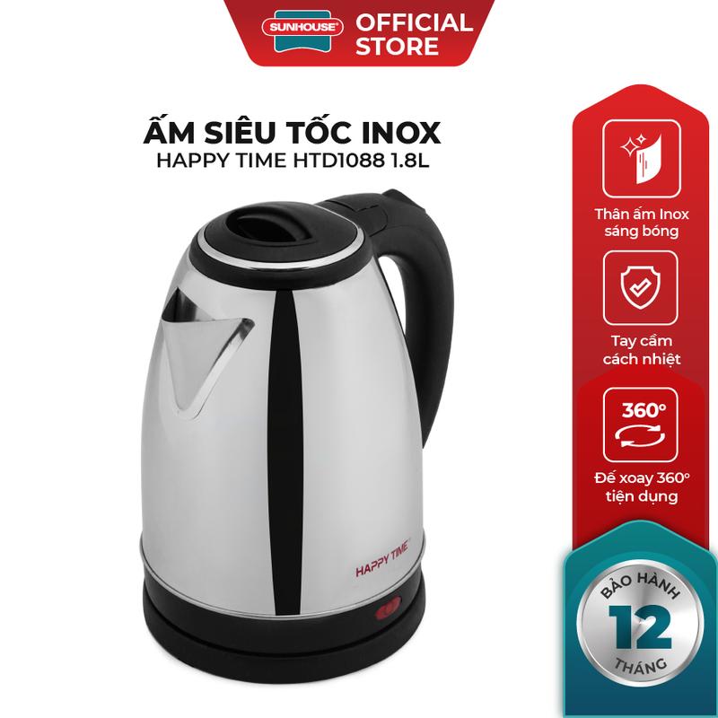 Ấm siêu tốc Inox 1.8L Happy Time HTD1088