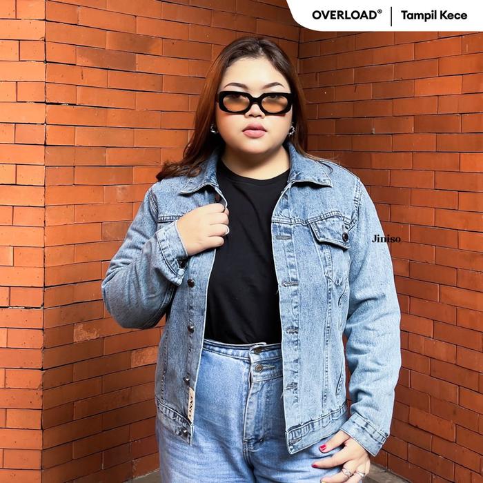 Gambar JINISO Big Size Vintage Blue Acid Oversize Jaket Jeans jaket cewek - All Size Unisex dari JINISO JEANS Kota Administrasi Jakarta Utara Tokopedia