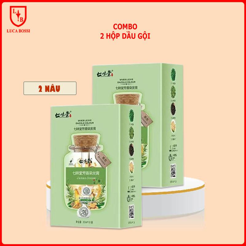 Combo Hộp Dầu Gội Phủ Bạc Nhuộm Tóc Thảo Dược Đen Tóc Tại Nhà, Dầu Gội Nhuộm Tóc Tại Nhà Nhanh Chóng Tiện Lợi Lên Màu Tự Nhiên, Nuôi Dưỡng Tóc Khỏe Óng Mượt Đổi Màu Tóc Nữ
