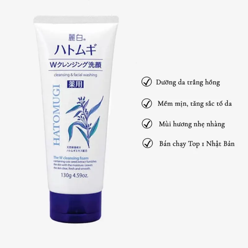 Sữa Rửa Mặt Hatomugi Chiết Xuất Ý Dĩ Nhật Bản Skincare tất cả các loại da kiểm soát dầu sữa _ sữa rửa mặt  nhật 4