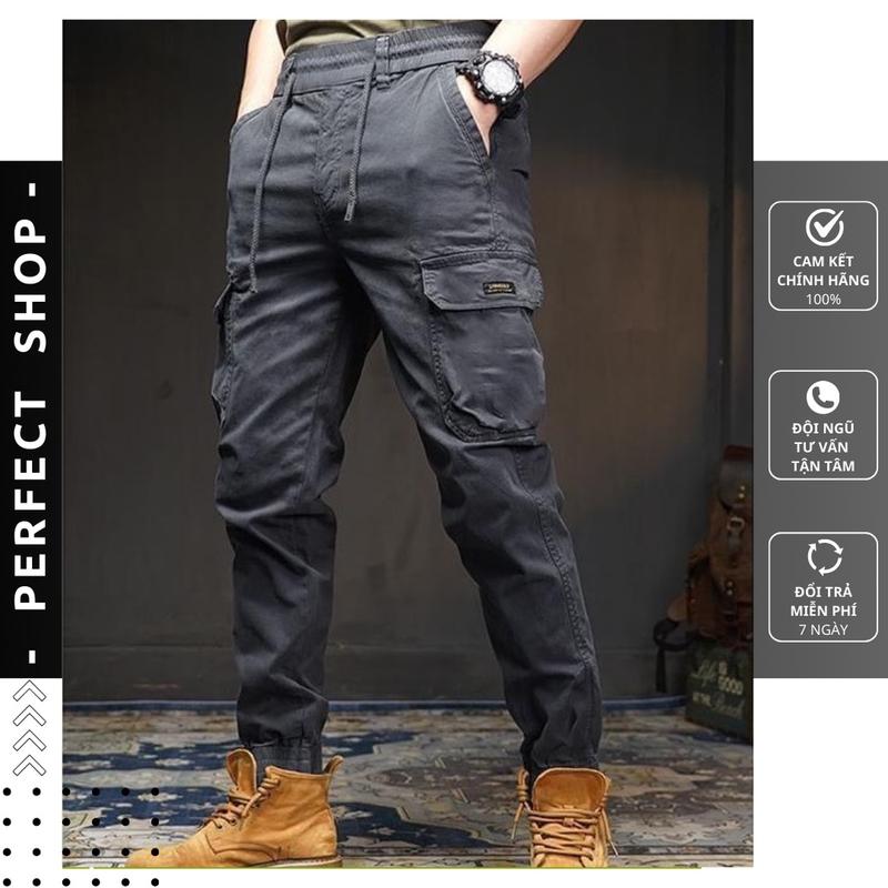 Quần Jogger Kaki - JG3 Quần Jogger Túi Hộp Cao Cấp Nam Cạp Chun Bo Gấu Vải Kaki Xịn Xuất Khẩu Perfect Sport