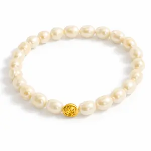 LILARA Gelang Charm Emas Mawar Mutiara Tawar Asli Lombok