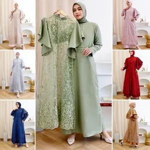 3IN1 GEORGINA DRESS INNER + OUTER BRUKAT (S,M,L,XL,XXL)  TILLE PREMIUM /  FREE BELT / SET GAMIS MAXI DRESS MUSLIM KONDANGAN