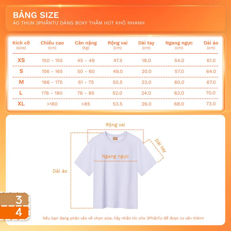 3PhầnTư - Áo Thun Dáng Boxy Thấm Hút Khô Nhanh 4