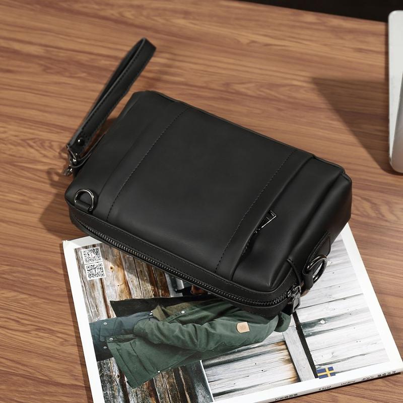 Tas Selempang Pria Kulit Tas Tangan Clutch Bag Pria PRAHA BLACK hitam cowok 5