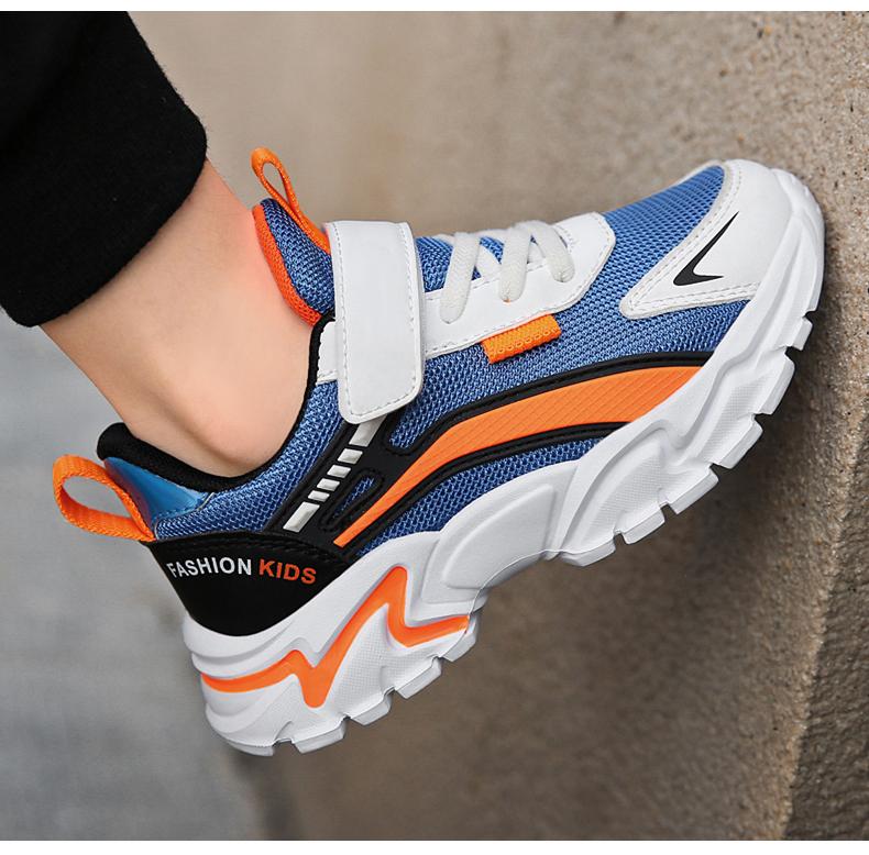 Product Introduction of Boy Shoes 2024 Spring and Summer New Children's Dad Shoes Breathable Mesh White Shoes Student University Style Sneaker 9