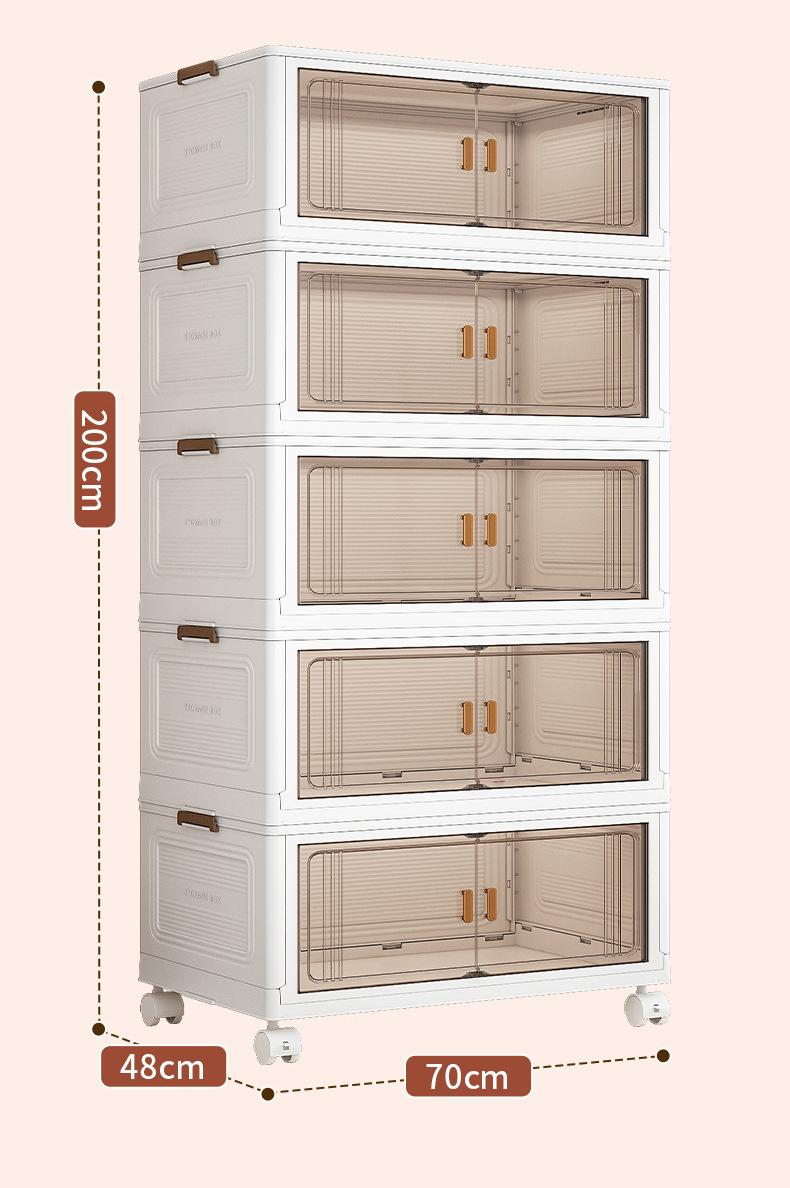 Product Introduction of Storage Cabinet Foldable Wholesale Children's Clothes Storage Cabinet Double Door Home Organizer Cabinet Household Bedroom Wardrobe Easy to Use, Convenient and Easy to Use box  leather 15