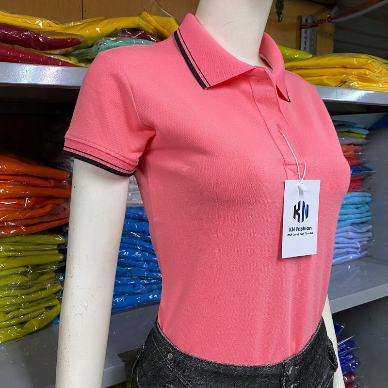 Áo Thun Polo Nữ Màu Hồng Dâu Cổ Viền Vải Cá Sấu 4 Chiều Loại 1 Women Top Tua Rua - Chất Vải Cá Sấu 4 Chiều Dày Dặn