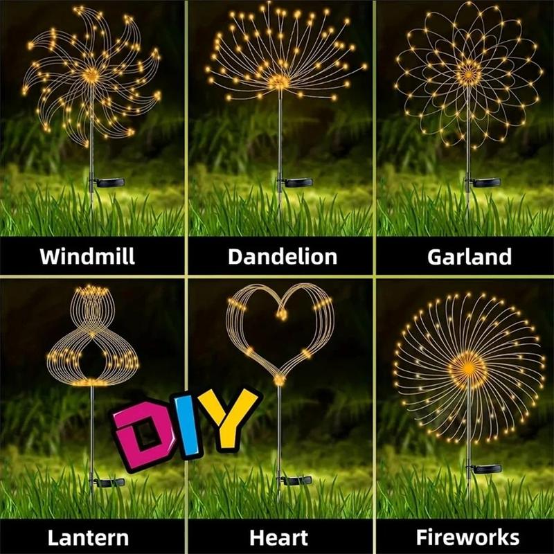 Product Introduction of Solar Powered Firework Shaped LED Light, 1 Count Waterproof Outdoor Dandelion Lawn Lamp, Garden Decoration Fairy Lights for Patio Garden Decor, Decorative Outdoor Lighting 6