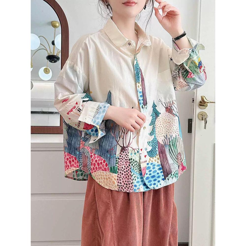 [ready stock]CHICMORE atasan kemeja motif unik terbaru dengan kancing sebaris dan variasi saku cantik