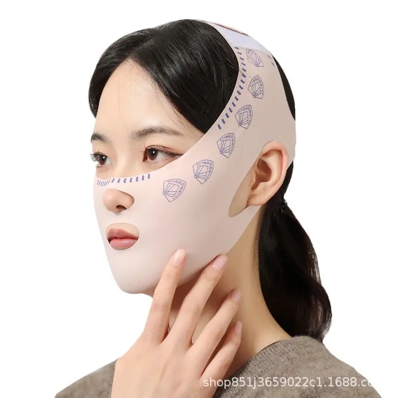 Plastic Face V Face Beauty Sleep Mask French Pattern Bandage Mask Breathable Elastic Tightening Chin