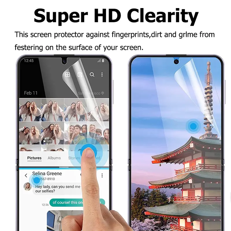 Bảo Vệ Màn Hình Bao Phủ Toàn Bộ Mềm, Dành Cho Samsung Galaxy Z Flip 5 Và Z Flip3, Phim Hydrogel Trước Và Sau Linh Hoạt, Tương Thích Với Samsung Z Flip2 Và Z Flip1, 6 Trong 1 Phone Phụ Kiện Phone Phụ Kiện 3