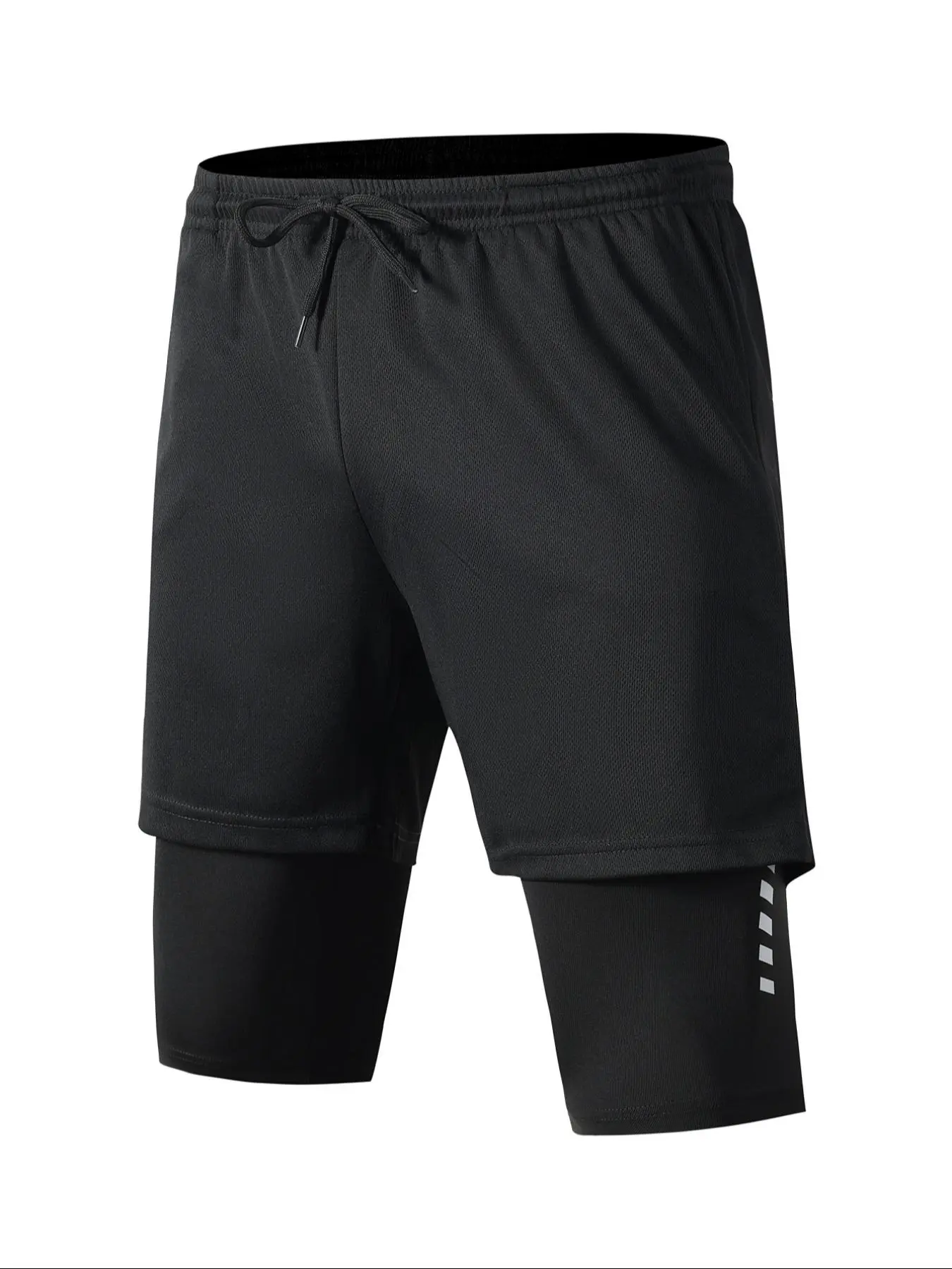 Men's 2 in 1 Drawstring Waist Gym Shorts, Quick Drying Breathable Pocket Design Shorts, Casual Sporty Shorts for Running Basketball Workout