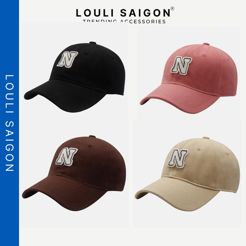 Mũ lưỡi trai LOULI SAIGON thêu chữ N form mềm, chất liệu vải kaki dành cho nam và nữ M47