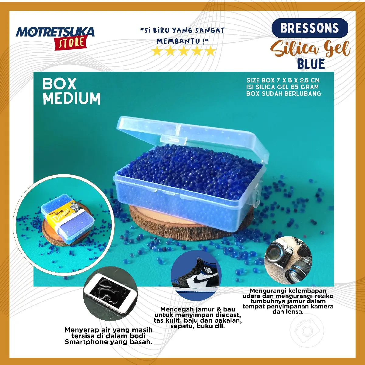 Paket Box Silica Gel Blue Bressons | Menyerap Kelembaban & Mencegah Jamur