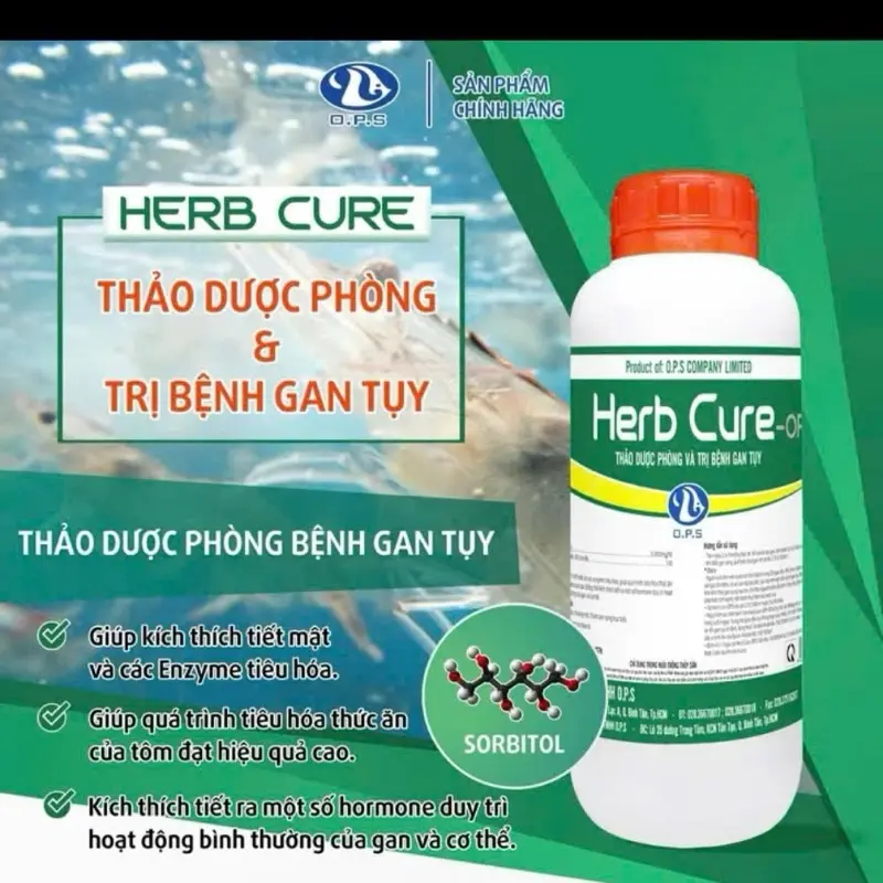 (Combo  1thùng 12c ) Herb cure  1 lit -Hổ trợ tăng cường sức đề kháng gan tủy cho tôm.