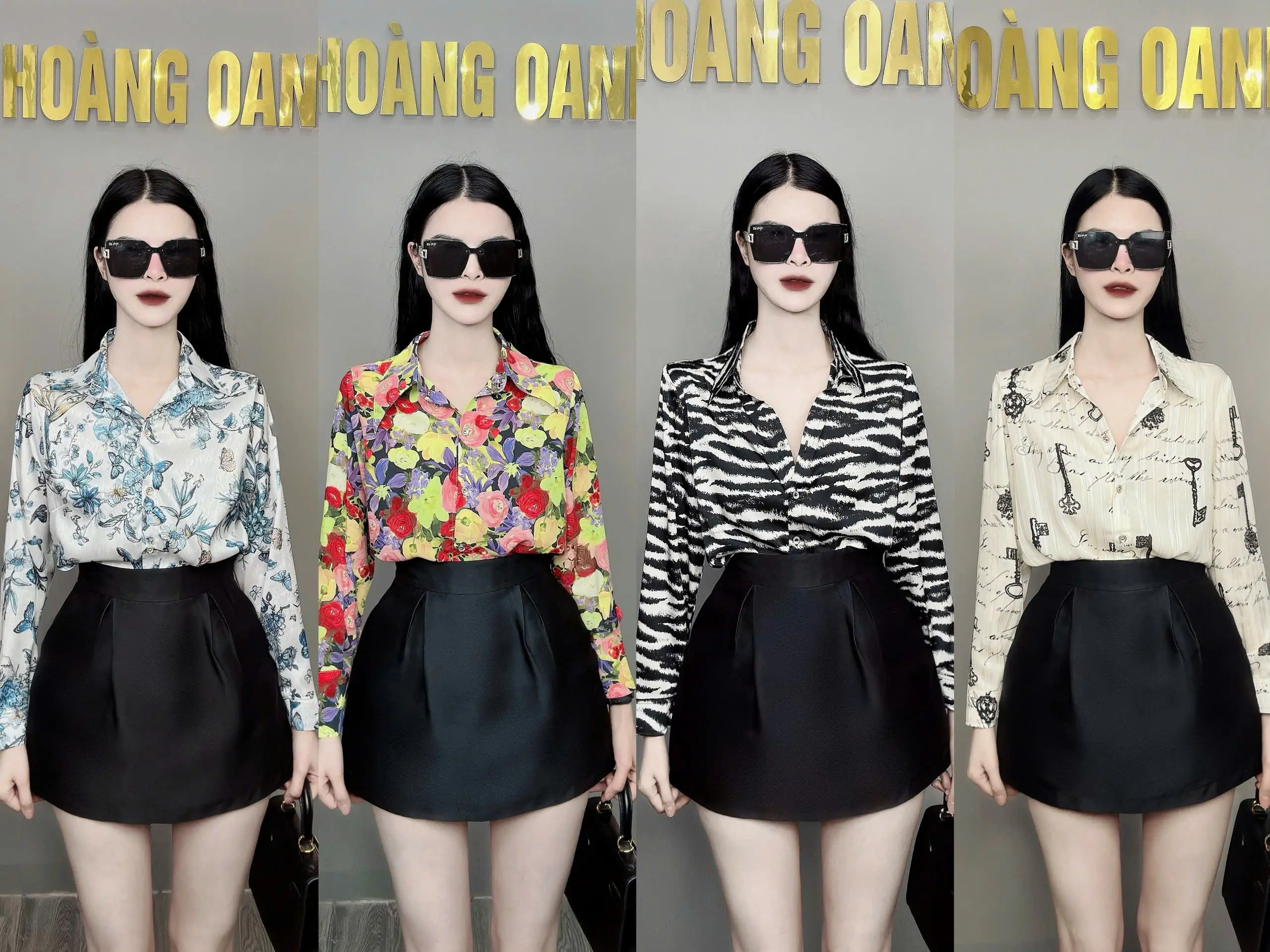 Áo Sơ Mi Lụa Dài Tay, Áo Sơ Mi Họa Tiết