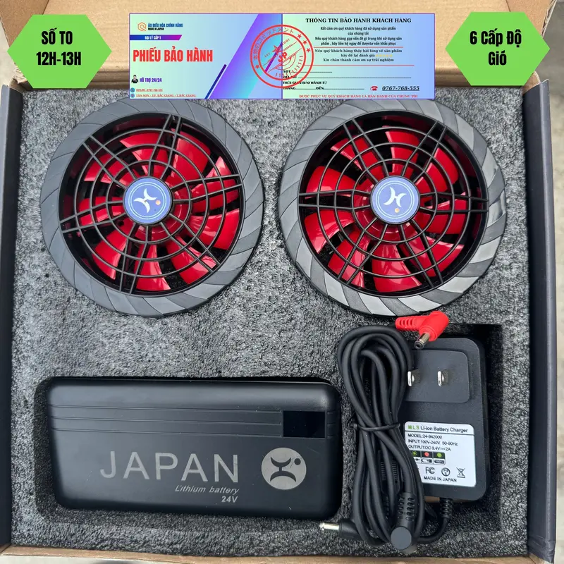 [ New 2025 ] Bộ phụ kiện pin quạt áo điều hoà 24v . 6 cấp độ gió 0