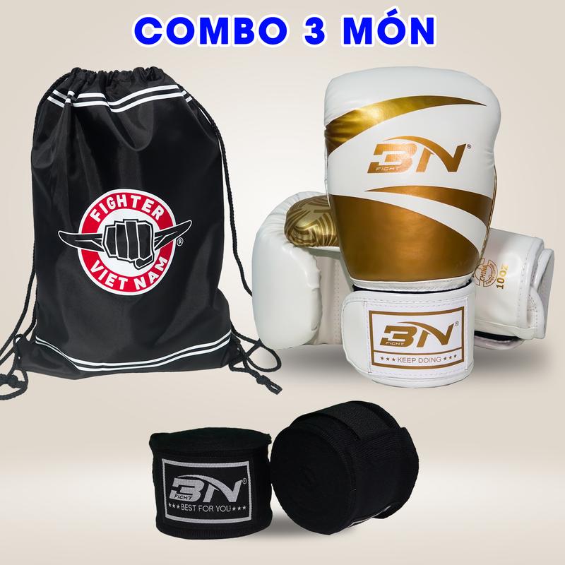 [Combo] - Găng Tay Boxing BN VN + Băng đa quấn tay+ Túi Rút Đựng 36cm x 48cm