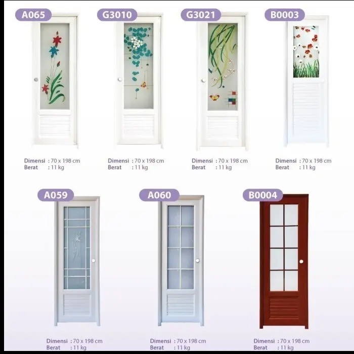 TERBAIK PINTU KAMAR MANDI UPVC EDEN JOICE 3/4 KACA MOTIF TIPE A060 UPVC 2