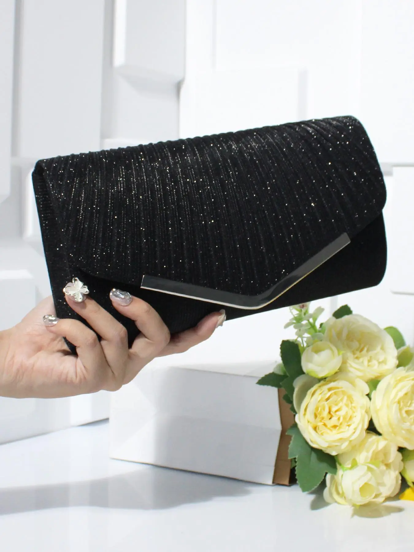Women's Elegant Glitter Evening Bag, Simple All-match Chain Strap Crossbody Bag, Fashionable Bag for Party, Daily Clothing Decor, Trendy All-match & Exquisite Bag for Birthday Gift
