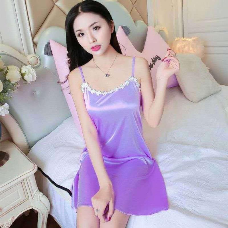 Váy Ngủ Nữ, Phong Cách Mùa Hè, Chất Liệu Lụa Lạnh Kiểu Dây Đeo Gợi Cảm Và Dáng Rộng Rãi, Phong Cách Hàn Quốc, Ngọt Ngào Và Dễ Thương, Thích Hợp Cho Các Cô Gái Sinh Viên, Đồ Mặc Nhà 3