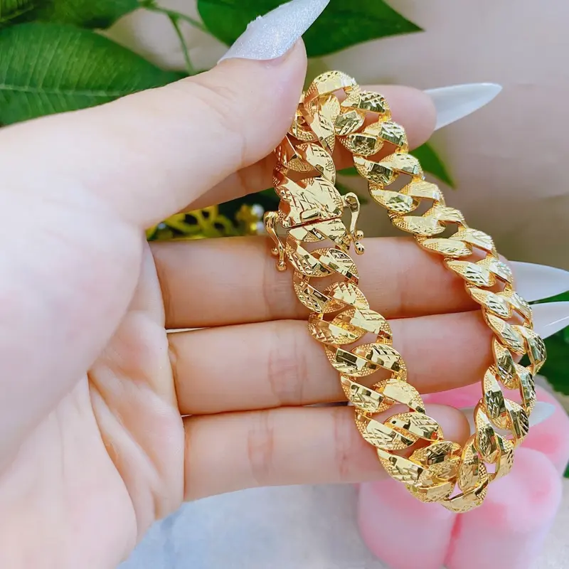 Lắc tay xích nam nữ khoá hộp dập 18k cao cấp 7