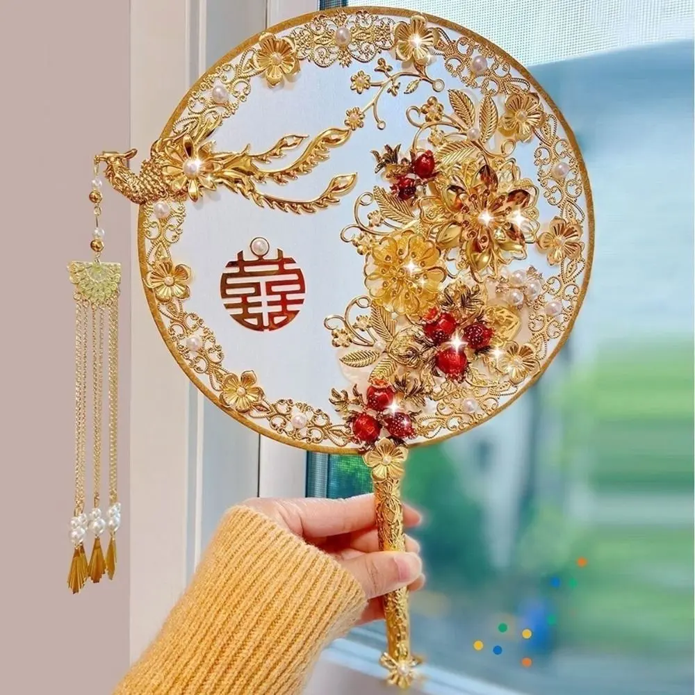 Quạt Trung Quốc Cổ Xưa, Hình Tròn, Có Mặt Dây Chuyền, Phong Cách Cổ Trang, Trang Trí, Cầm Tay, Bó Hoa Tay, Quạt Thêu, Thích Hợp Cho Nhóm Cô Dâu Decor