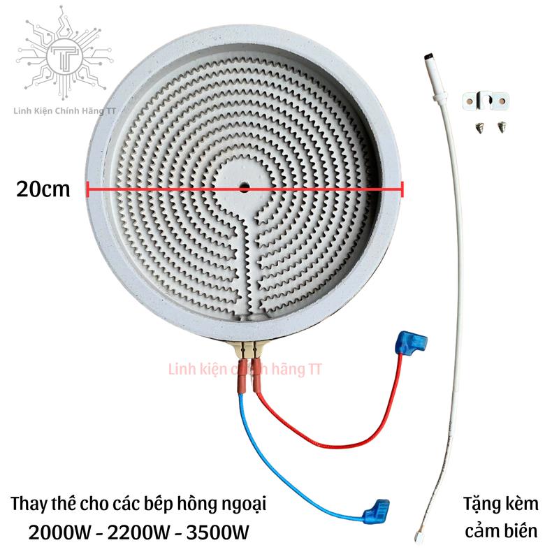 Mâm nhiệt bếp hồng ngoại 2000W - 2200W - 3500W tặng kèm cảm biến, có bảo hành
