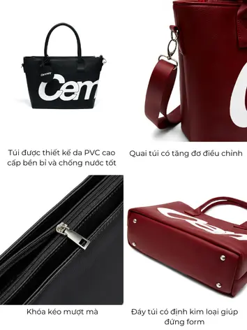 Túi Tote CEMMERY Local Brand Chính Hãng Mono Bag Size Vừa Da PVC Cao Cấp Đứng Form Chống Nước Có Dây Đeo Chéo 4 Màu | BigBuy360 - bigbuy360.vn