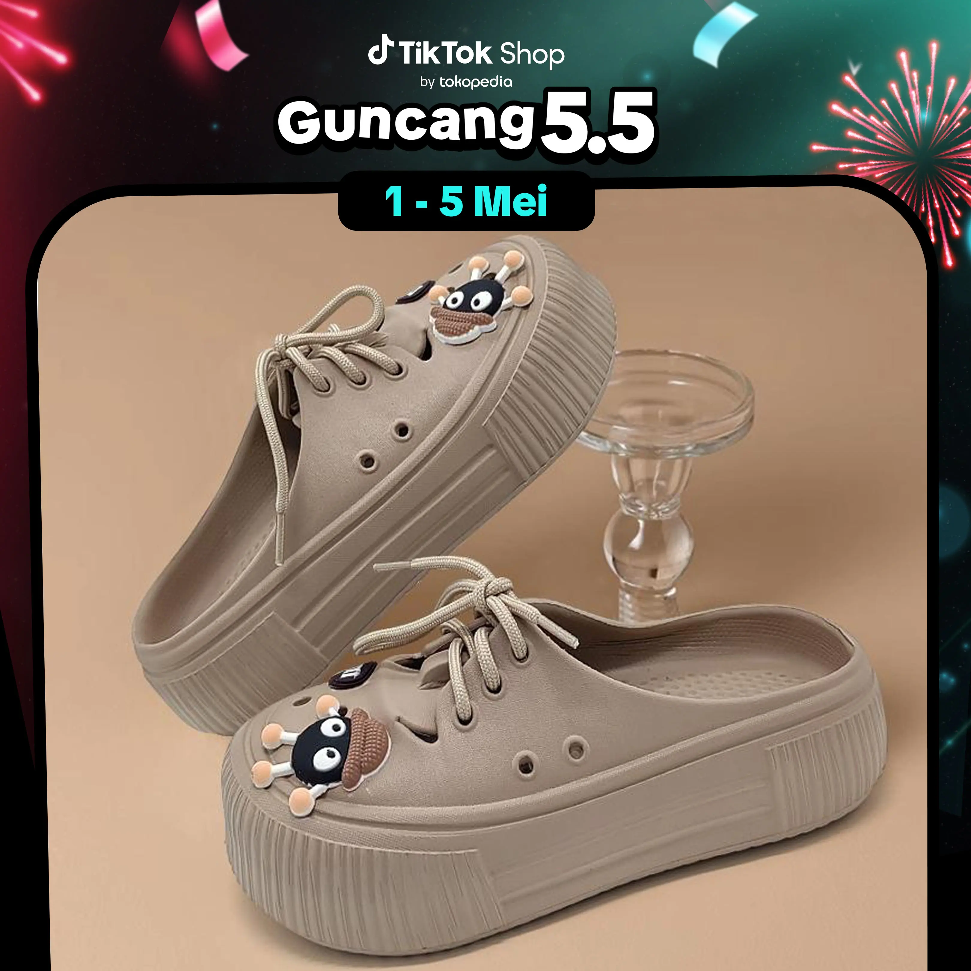 SAROMON Sandal Wanita Kekinian Empuk Sandal Fuji Wanita Wedges Korea Sandal Jelly Wanita Tinggi
