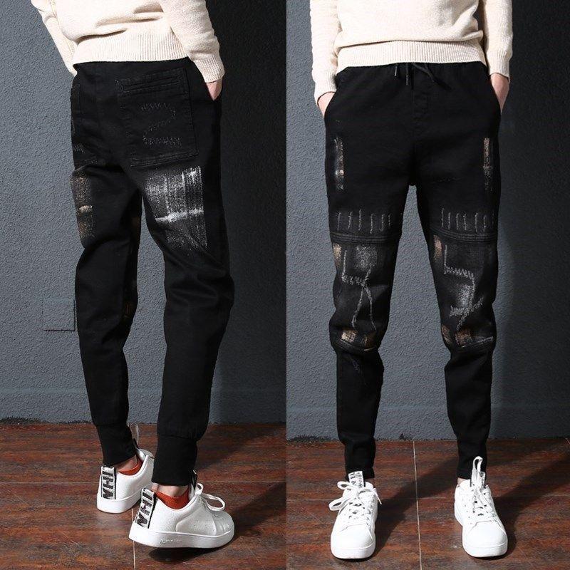 Quần Jean Nam Dáng Ôm, Phong Cách Hàn Quốc, Quần Jogger Co Giãn, Hợp Xu hướng, Thích Hợp Cho Mùa Xuân Và Mùa Thu, Dễ Phối Đồ, Giày Nam 0