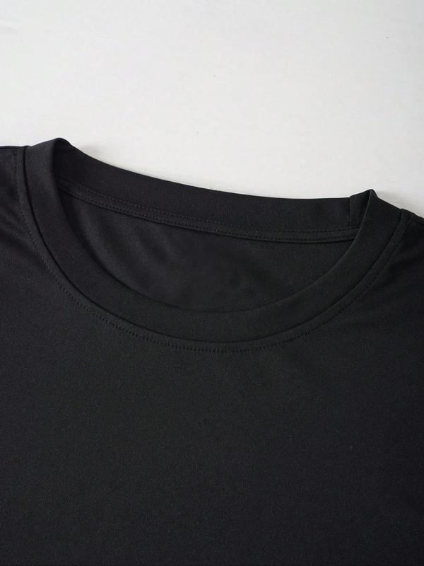 Men's Plus Size Letter Print Round Neck Tee, Regular Fit Casual Short Sleeve Crew Neck T-Shirt, Fashion Men's Plus Size Clothes for Daily Wear 2