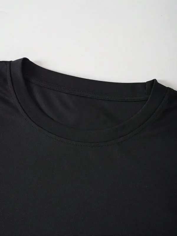 Men's Plus Size Letter Print Round Neck Tee, Regular Fit Casual Short Sleeve Crew Neck T-Shirt, Fashion Men's Plus Size Clothes for Daily Wear 2