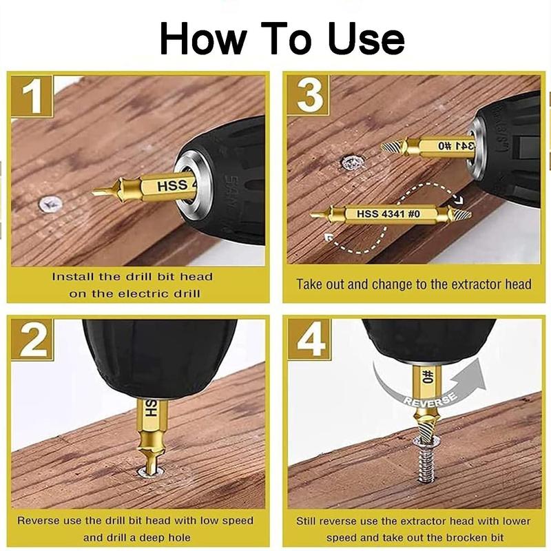 Damaged Screw Extractor Set, Easy Out Bolt Extractor, Stripped Broken Screw Remover, Power Tool Accessories 7