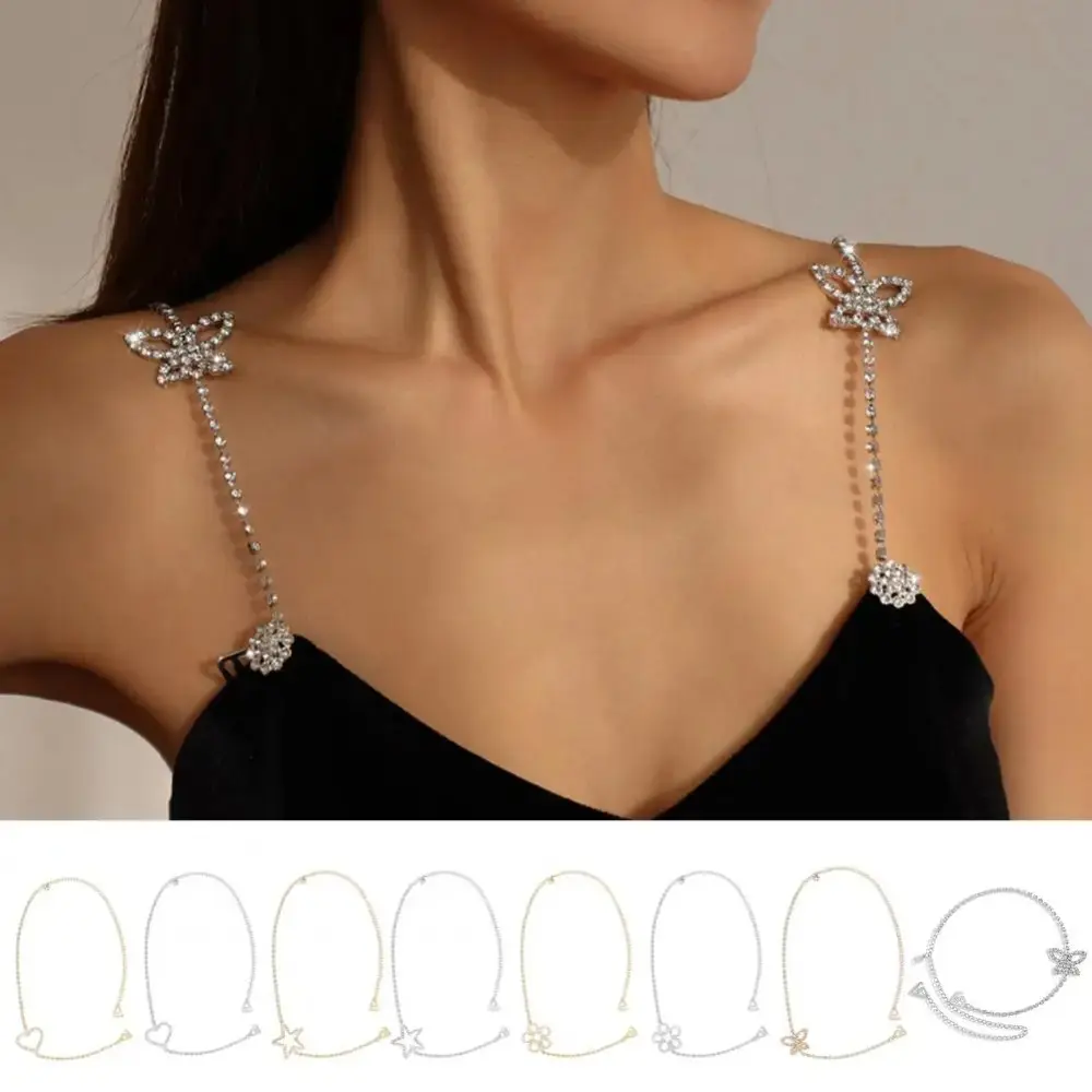 Dây Đeo Áo Ngực Trễ Vai, Kim Cương Giả Sáng Bóng Gợi Cảm, Dây Chuyền Áo Ngực Chống Trượt, Dây Chuyền Đeo Vai Chống Lóa, Dành Cho Nữ, 1 Mảnh