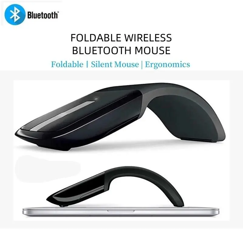 Ergonomics Foldable Bluetooth Wireless Mouse Silent Button Slim Portable Mice Battery For PC/Laptop