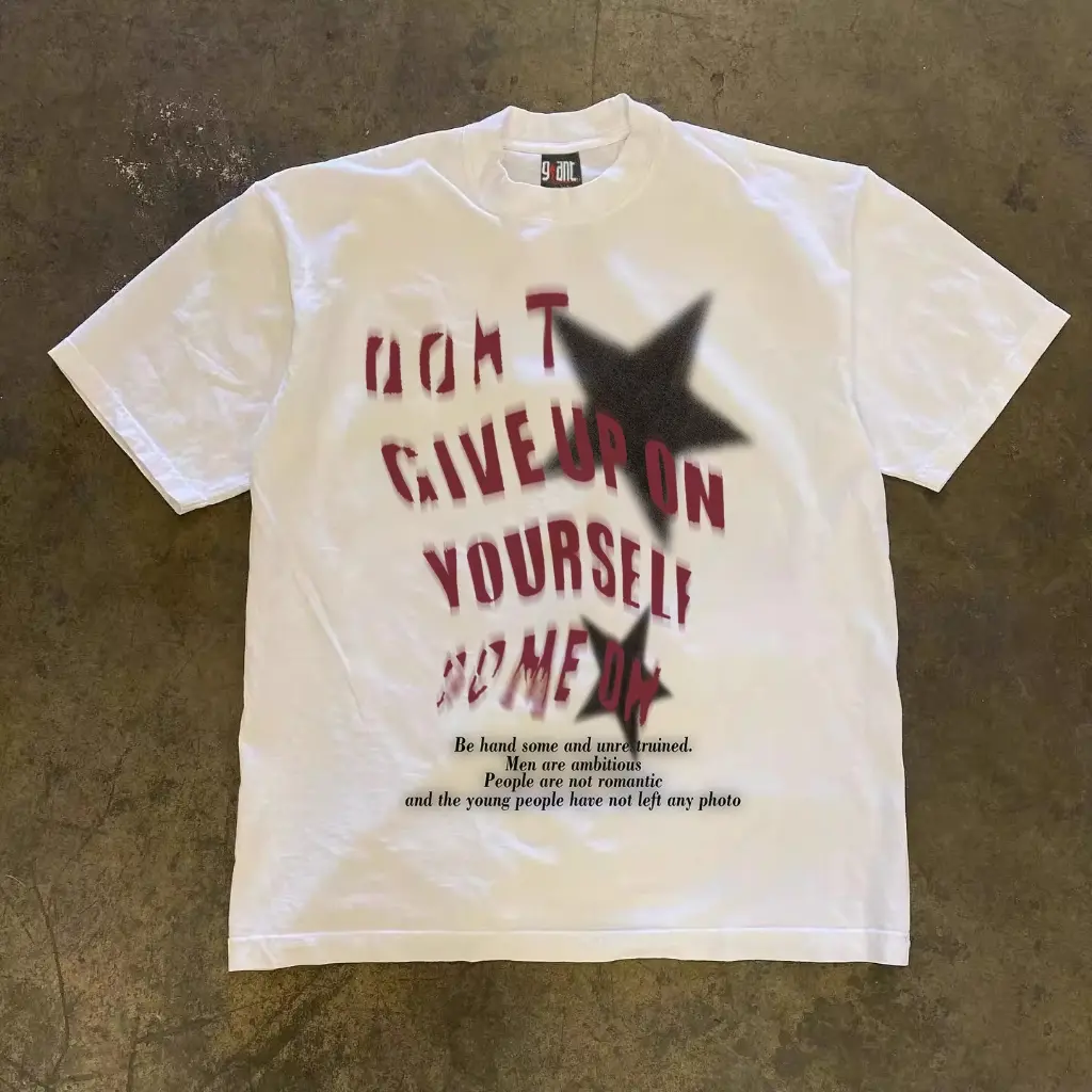 Style T-shirt Oversize Stars Blurry Letters | Kaos Wanita Putih | Metallica Kaos pria dan wanita