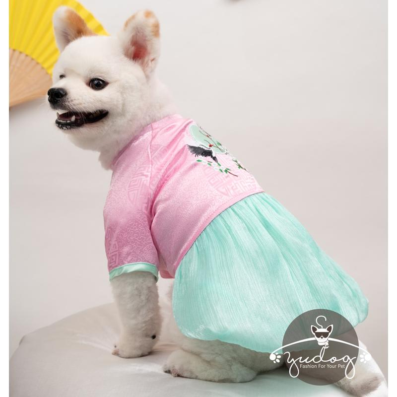 Áo đầm tết chó mèo yudog đầm bí gấm đông hưng mặc tết cho chó mèo thú cưng 3