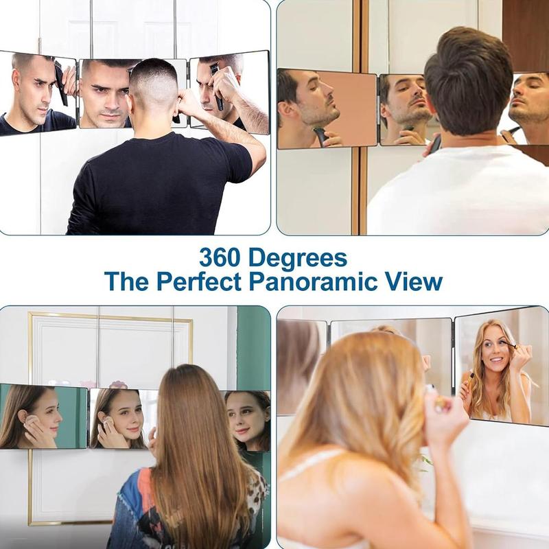 3 Way Trifold Haircut Mirror with Adjustable Bracket, 1 Count 360 Degree Mirror for Hair Cutting, Shaving, Grooming, Hair Styling, Dye Hair and Makeup 6