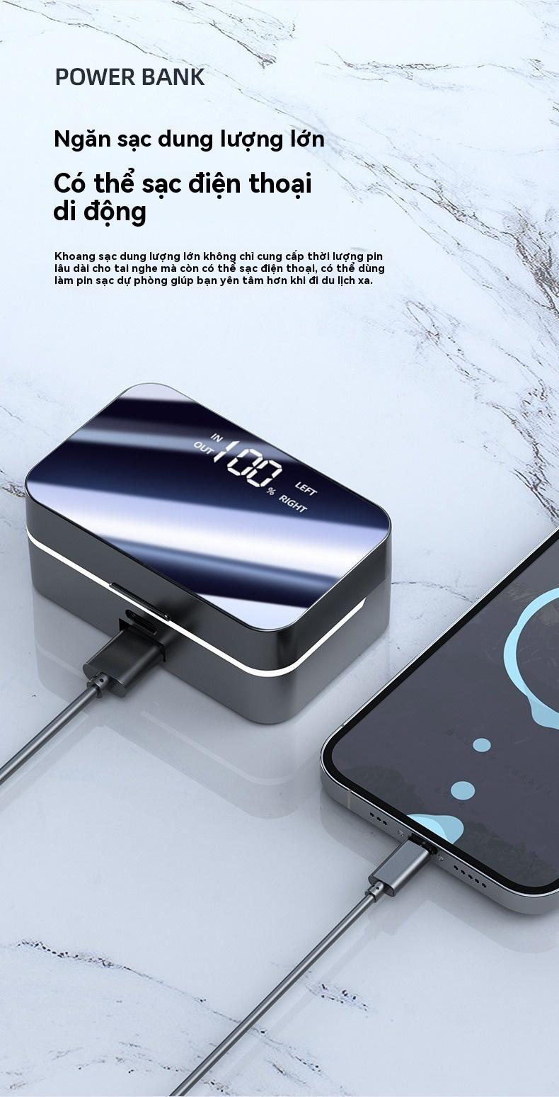 Product Introduction of Tai Nghe Bluetooth Không Dây, Trong Tai, Dung Lượng Lớn, Màn Hình Kỹ Thuật Số Tráng Gương, Thời Lượng Pin Siêu Dài, Giảm Tiếng Ồn Thông Minh, TWS Earphone 6