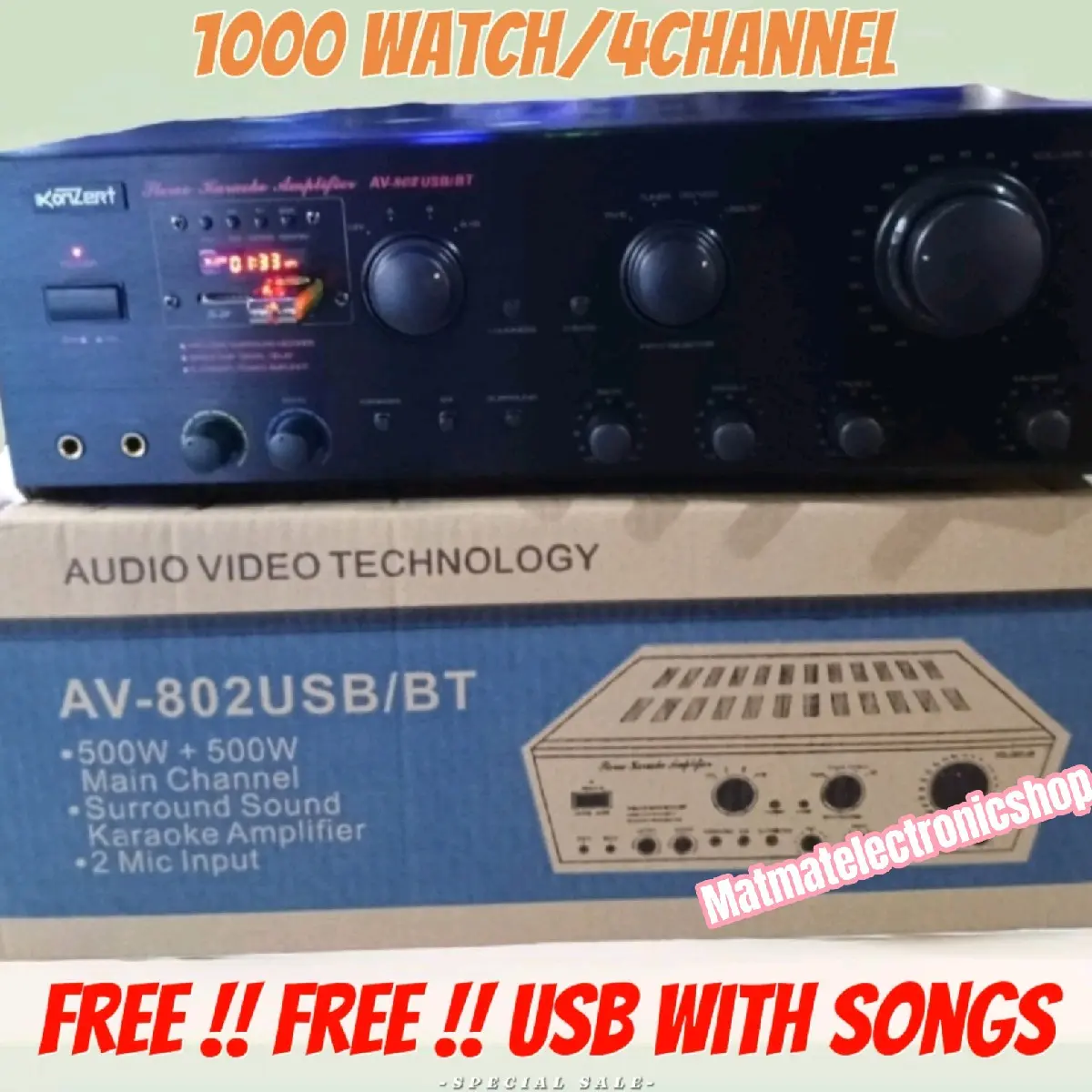 Av-802 ampli./BT /1000 watch/4channel Ampli.
