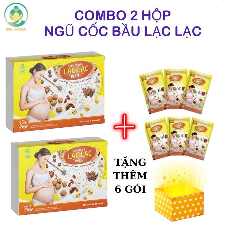( COMBO TIẾT KIỆM ) 2 HỘP NGŨ CỐC BẦU LẠC LẠC - Không đường- dành cho mẹ bầu - Tặng thêm 6 gói