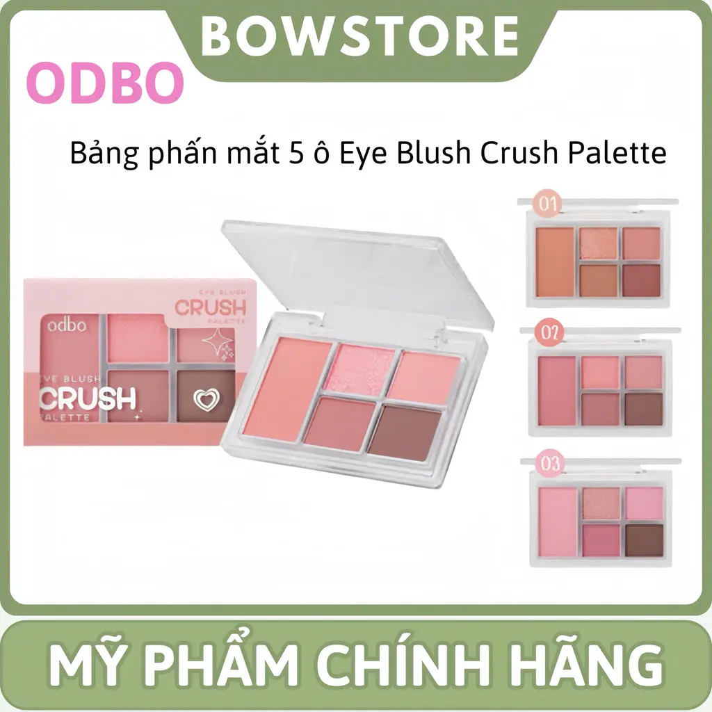 [ODBO] Bảng Mắt 5 Ô Odbo Nhũ Lì, Trong Suốt bảng Phấn Mắt Thái Lan 4,8g Cosmetic Trang Điểm Mỹ Phẩm odbo  5 ô bảng  mắt Eyeshadow